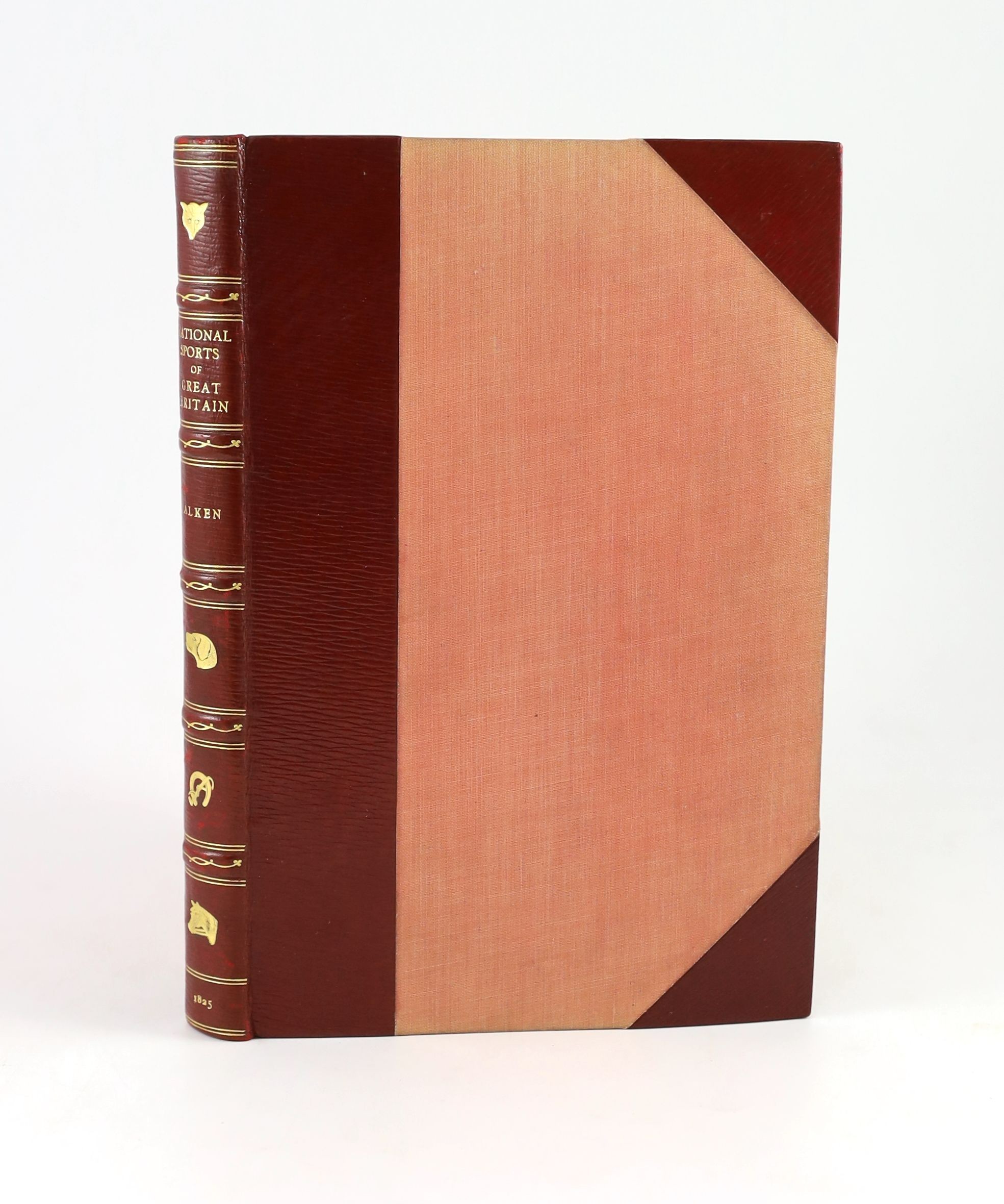 Allen, Henry - The National Sports of Great Britain, 4to, half red morocco gilt, with 50 hand-coloured plates, Thomas M’Lean, London, 1825